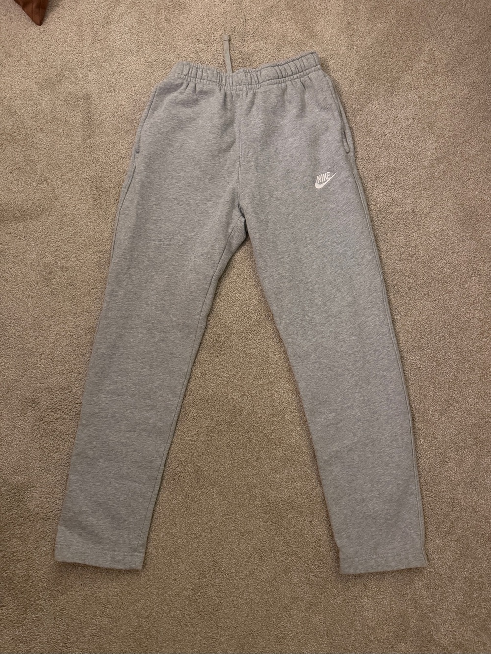 Nike Kids Grey Fleece Joggers with White Swoosh